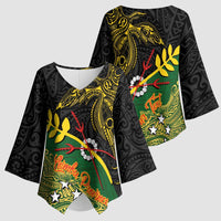 Personalized Chimpu Province Papua New Guinea Kimono Sleeve Blouse Bird-of-paradise Art Tattoo and Melanesian Motifs LT03 - Polynesian Pride