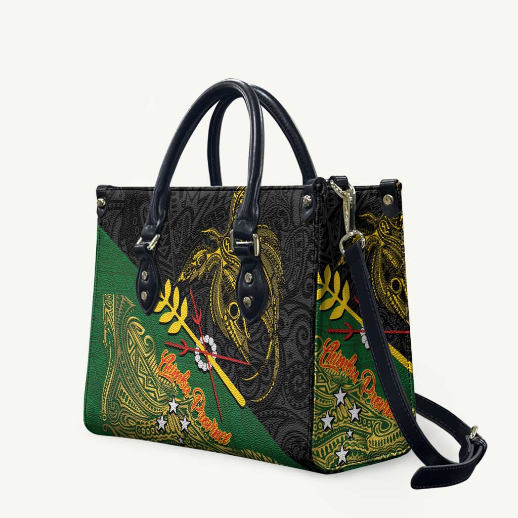 Chimpu Province Papua New Guinea Leather Bag Bird-of-paradise Art Tattoo and Melanesian Motifs LT03 Black - Polynesian Pride