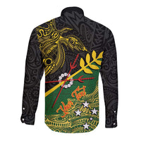 Personalized Chimpu Province Papua New Guinea Long Sleeve Button Shirt Bird-of-paradise Art Tattoo and Melanesian Motifs LT03 - Polynesian Pride