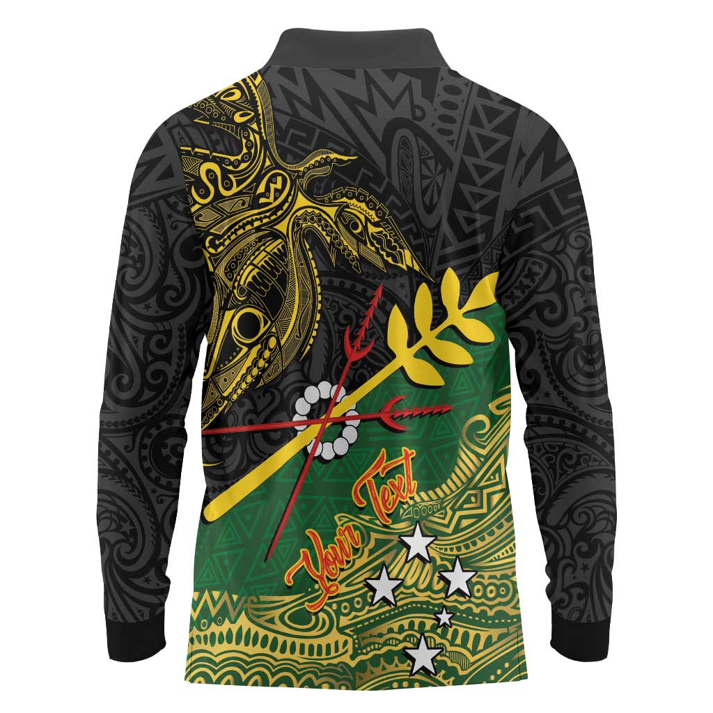 Personalized Chimpu Province Papua New Guinea Long Sleeve Polo Shirt Bird-of-paradise Art Tattoo and Melanesian Motifs LT03 - Polynesian Pride