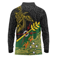 Personalized Chimpu Province Papua New Guinea Long Sleeve Polo Shirt Bird-of-paradise Art Tattoo and Melanesian Motifs LT03 - Polynesian Pride
