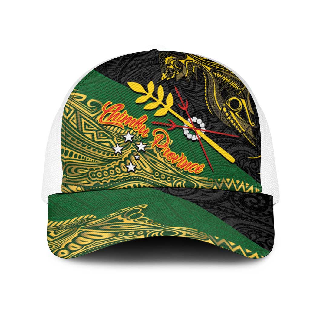 Chimpu Province Papua New Guinea Mesh Trucker Cap Bird-of-paradise Art Tattoo and Melanesian Motifs LT03 One Size White Black - Polynesian Pride