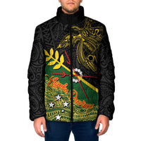 Personalized Chimpu Province Papua New Guinea Padded Jacket Bird-of-paradise Art Tattoo and Melanesian Motifs LT03 Men Black - Polynesian Pride