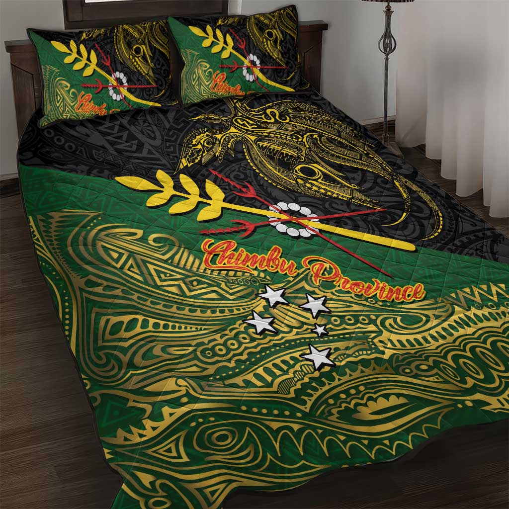 Chimpu Province Papua New Guinea Quilt Bed Set Bird-of-paradise Art Tattoo and Melanesian Motifs LT03 Black - Polynesian Pride