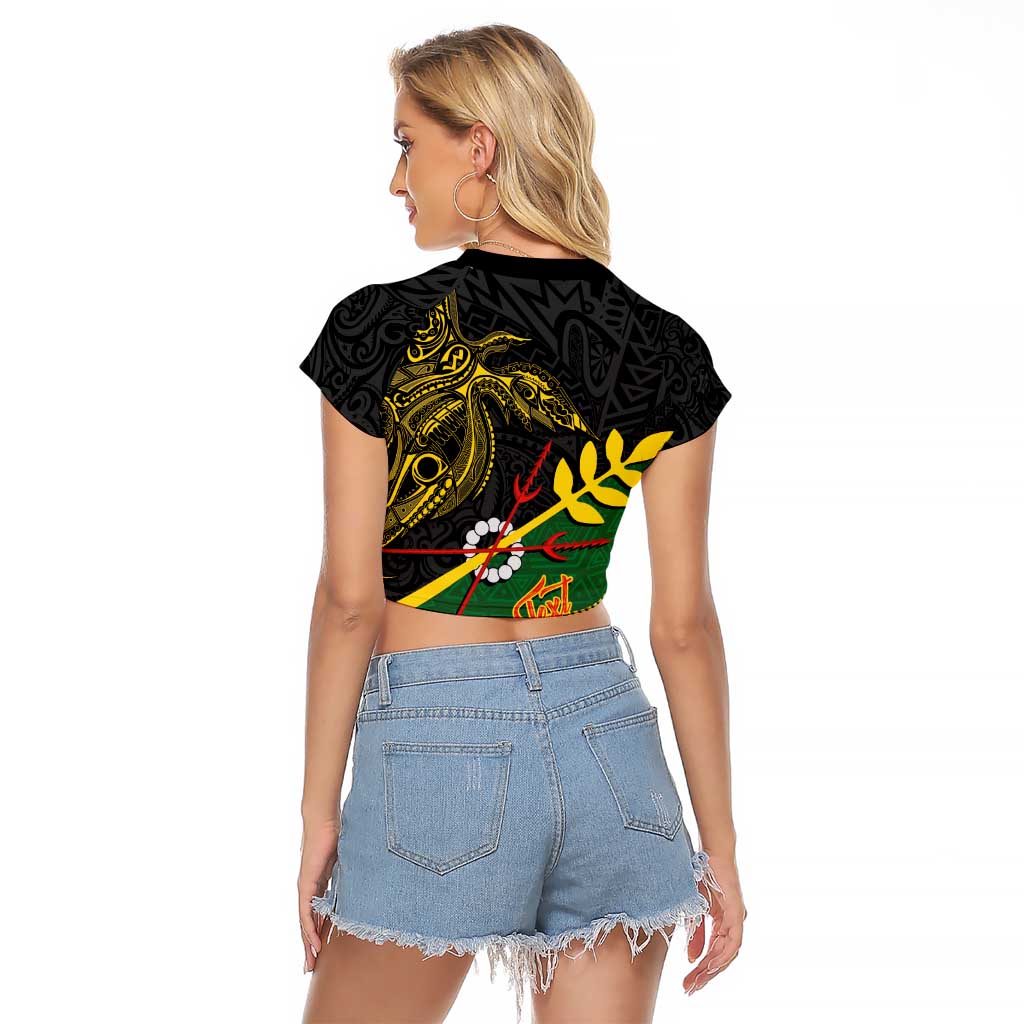 Personalized Chimpu Province Papua New Guinea Raglan Cropped T Shirt Bird-of-paradise Art Tattoo and Melanesian Motifs LT03 - Polynesian Pride