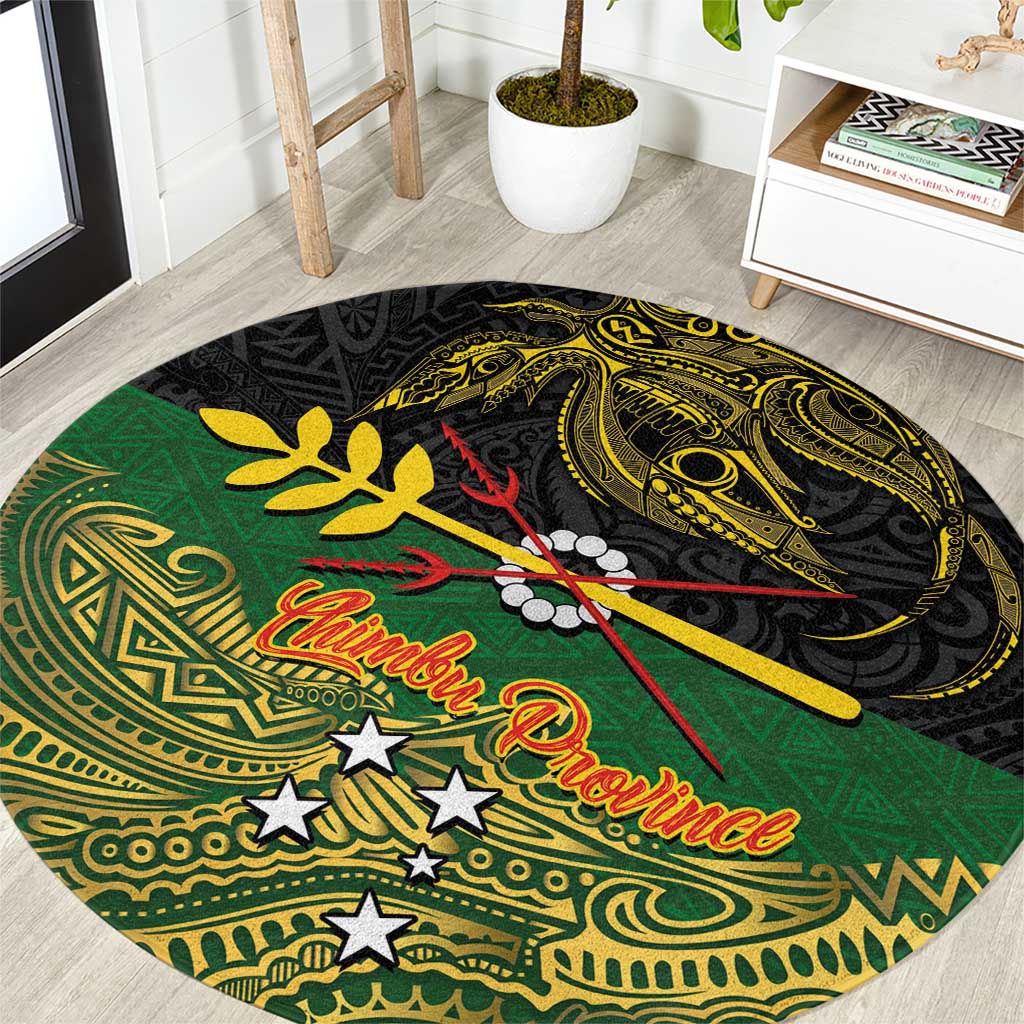 Chimpu Province Papua New Guinea Round Carpet Bird-of-paradise Art Tattoo and Melanesian Motifs LT03 Black - Polynesian Pride