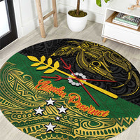 Chimpu Province Papua New Guinea Round Carpet Bird-of-paradise Art Tattoo and Melanesian Motifs LT03 Black - Polynesian Pride