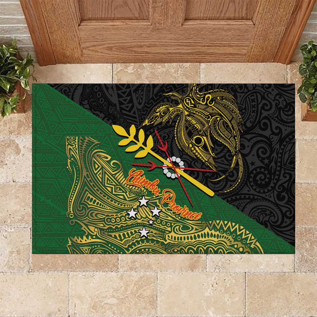 Chimpu Province Papua New Guinea Rubber Doormat Bird-of-paradise Art Tattoo and Melanesian Motifs LT03 Black - Polynesian Pride