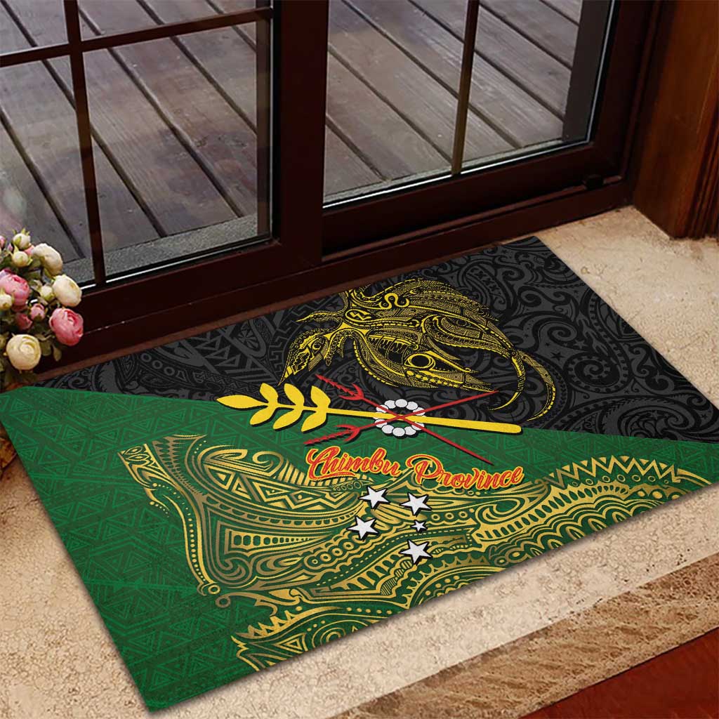 Chimpu Province Papua New Guinea Rubber Doormat Bird-of-paradise Art Tattoo and Melanesian Motifs LT03 - Polynesian Pride