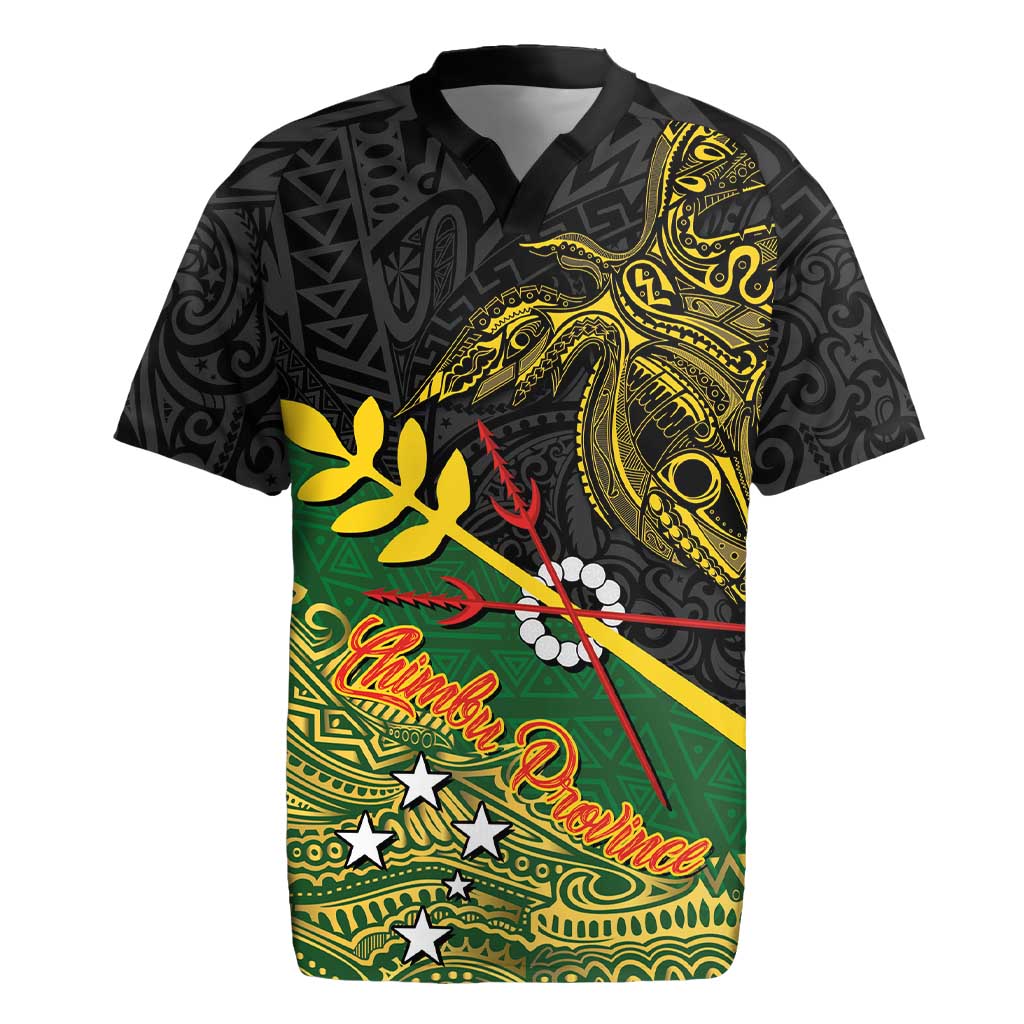 Personalized Chimpu Province Papua New Guinea Rugby Jersey Bird-of-paradise Art Tattoo and Melanesian Motifs LT03 Black - Polynesian Pride