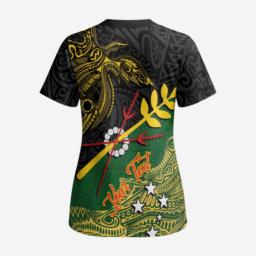 Personalized Chimpu Province Papua New Guinea Scrub Top Bird-of-paradise Art Tattoo and Melanesian Motifs LT03 - Polynesian Pride