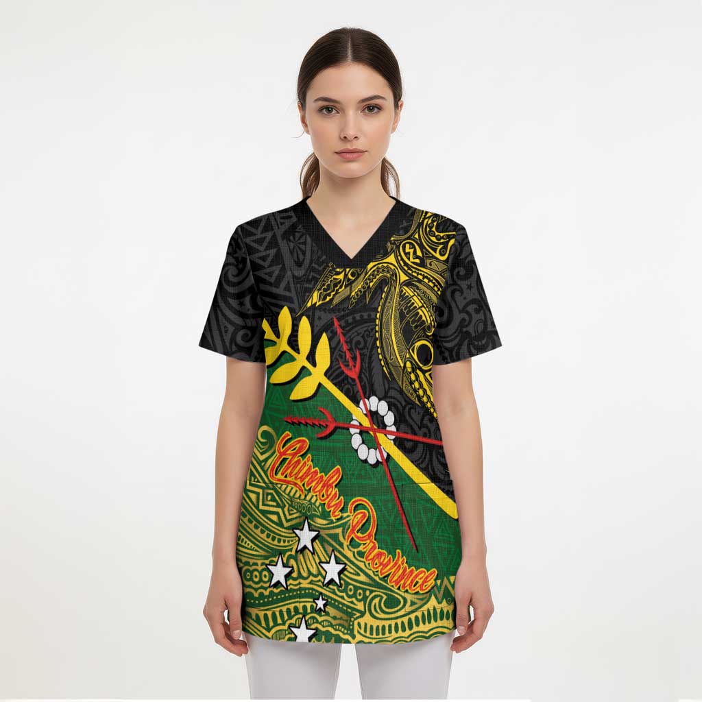 Personalized Chimpu Province Papua New Guinea Scrub Top Bird-of-paradise Art Tattoo and Melanesian Motifs LT03 - Polynesian Pride