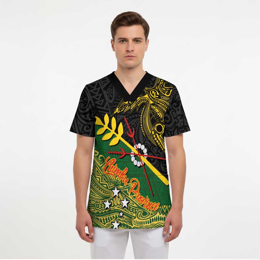 Personalized Chimpu Province Papua New Guinea Scrub Top Bird-of-paradise Art Tattoo and Melanesian Motifs LT03 - Polynesian Pride