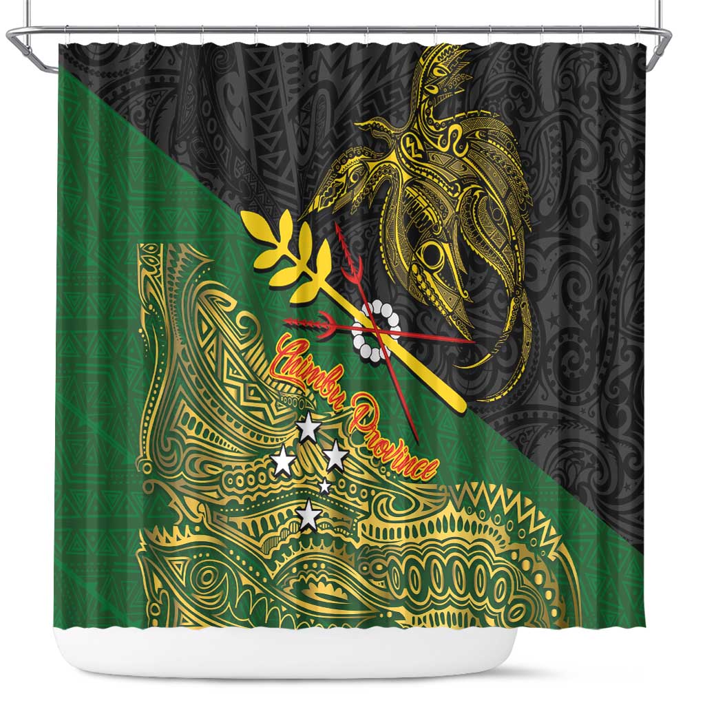 Chimpu Province Papua New Guinea Shower Curtain Bird-of-paradise Art Tattoo and Melanesian Motifs LT03 Black - Polynesian Pride