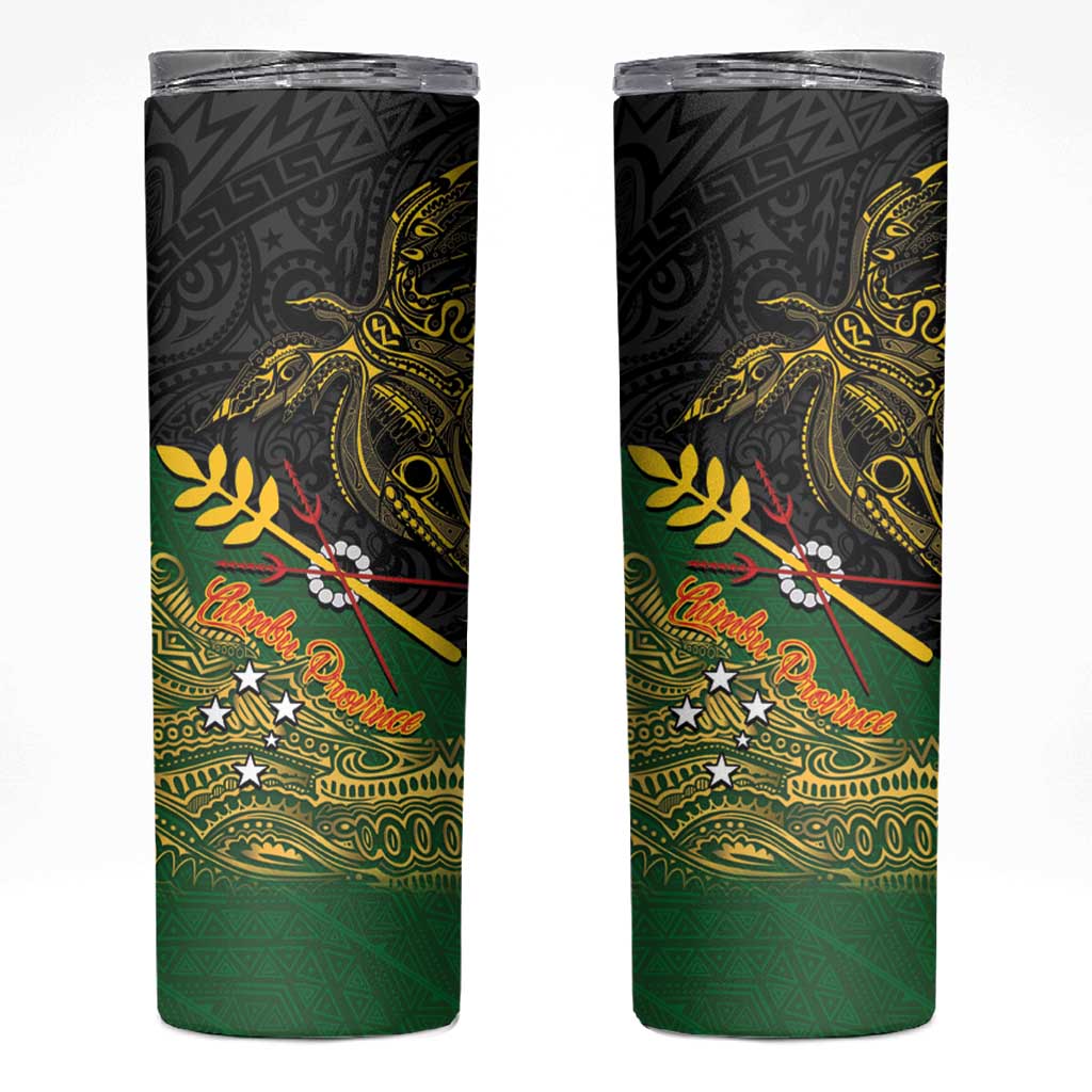 Chimpu Province Papua New Guinea Skinny Tumbler Bird-of-paradise Art Tattoo and Melanesian Motifs LT03 Black - Polynesian Pride