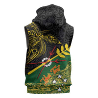 Personalized Chimpu Province Papua New Guinea Sleeveless Hoodie Bird-of-paradise Art Tattoo and Melanesian Motifs LT03 - Polynesian Pride