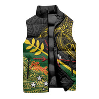 Personalized Chimpu Province Papua New Guinea Sleeveless Puffer Jacket Bird-of-paradise Art Tattoo and Melanesian Motifs LT03 - Polynesian Pride