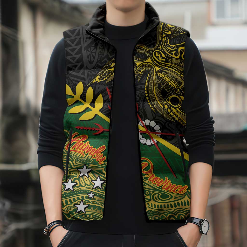 Personalized Chimpu Province Papua New Guinea Sleeveless Puffer Jacket Bird-of-paradise Art Tattoo and Melanesian Motifs LT03 - Polynesian Pride