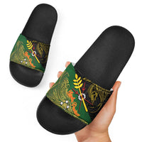 Chimpu Province Papua New Guinea Slide Sandals Bird-of-paradise Art Tattoo and Melanesian Motifs LT03 - Polynesian Pride
