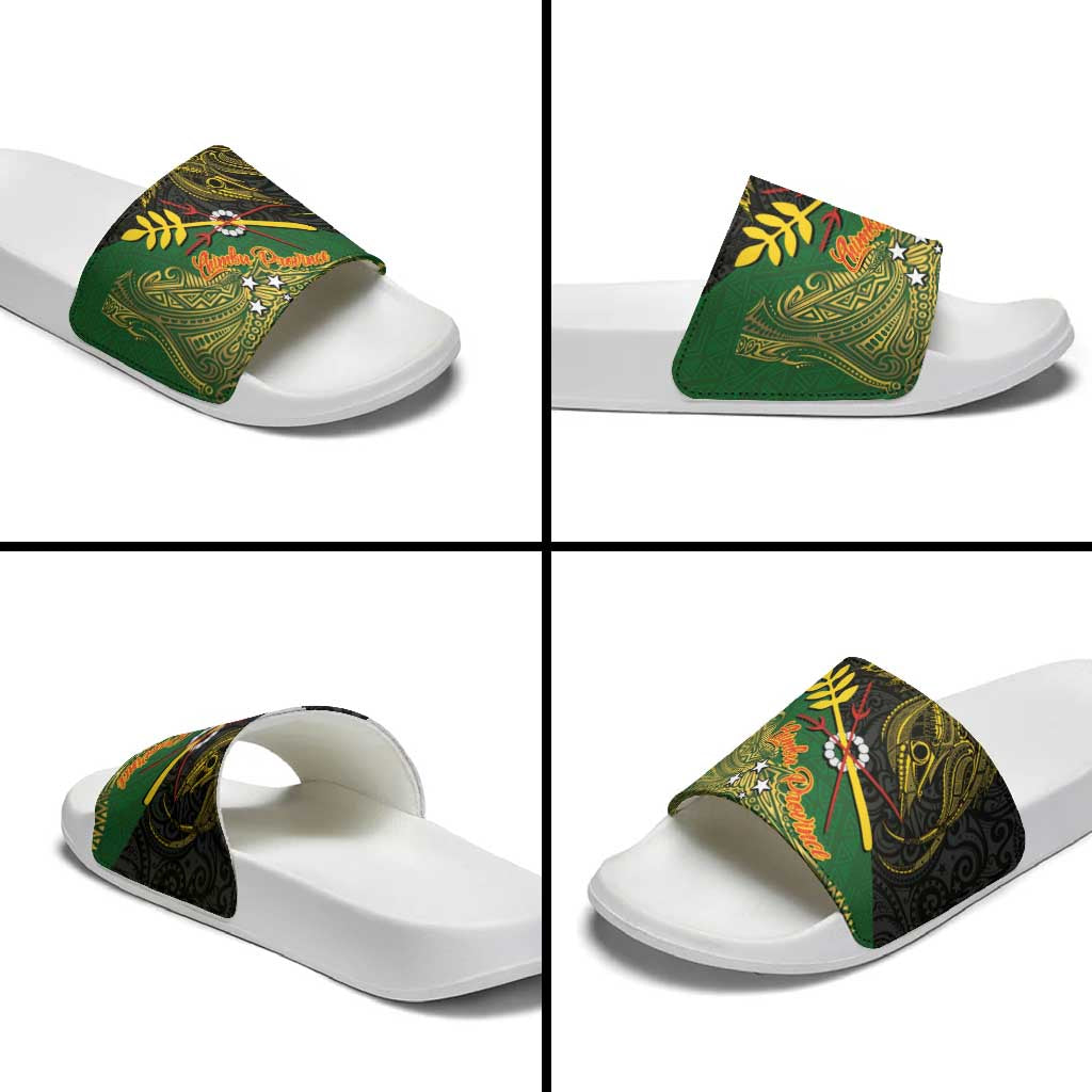 Chimpu Province Papua New Guinea Slide Sandals Bird-of-paradise Art Tattoo and Melanesian Motifs LT03 - Polynesian Pride
