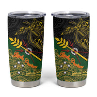 Chimpu Province Papua New Guinea Tumbler Cup Bird-of-paradise Art Tattoo and Melanesian Motifs LT03 Black - Polynesian Pride