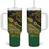 Chimpu Province Papua New Guinea Tumbler With Handle Bird-of-paradise Art Tattoo and Melanesian Motifs LT03 One Size: 40 oz Black - Polynesian Pride