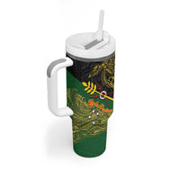 Chimpu Province Papua New Guinea Tumbler With Handle Bird-of-paradise Art Tattoo and Melanesian Motifs LT03 - Polynesian Pride