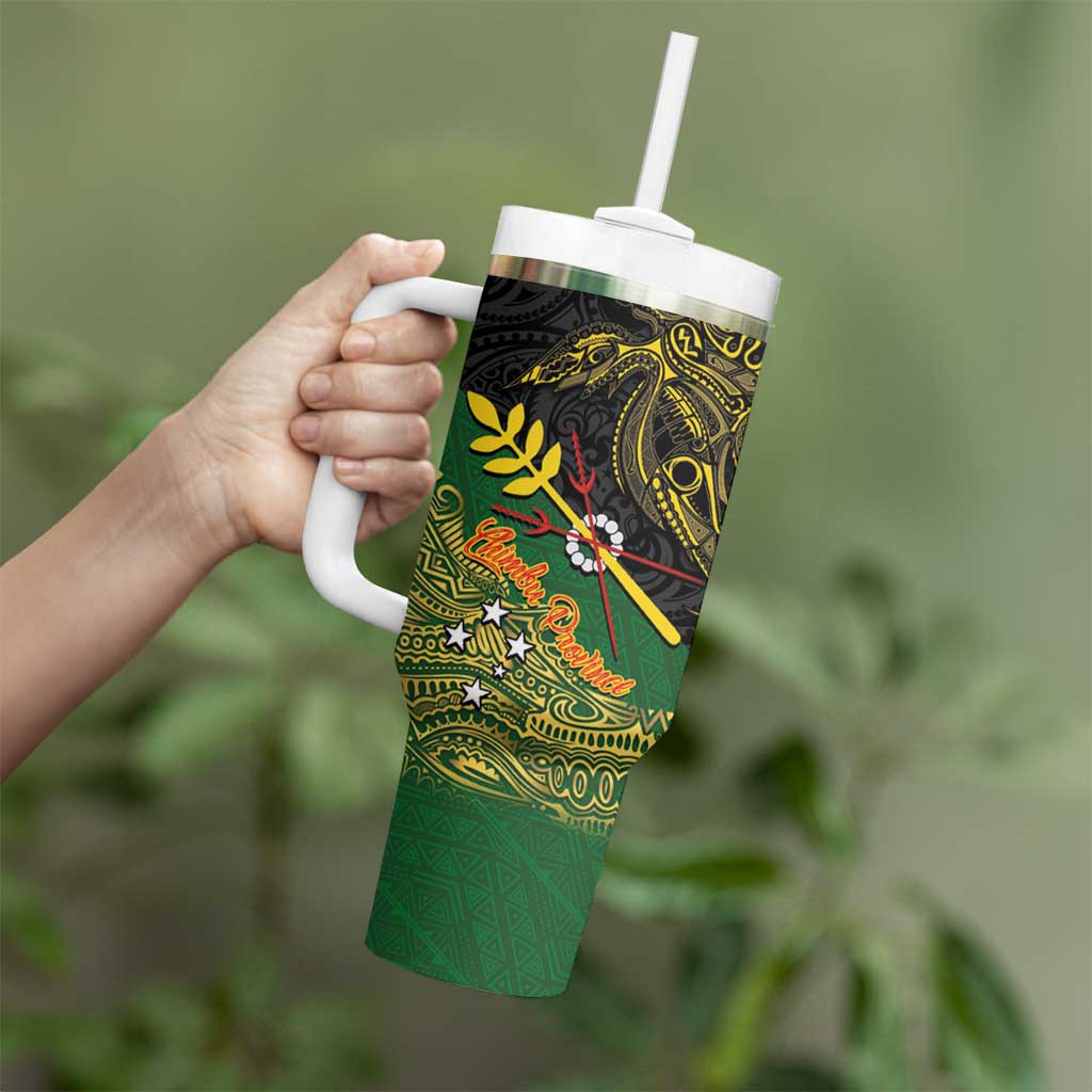 Chimpu Province Papua New Guinea Tumbler With Handle Bird-of-paradise Art Tattoo and Melanesian Motifs LT03 - Polynesian Pride
