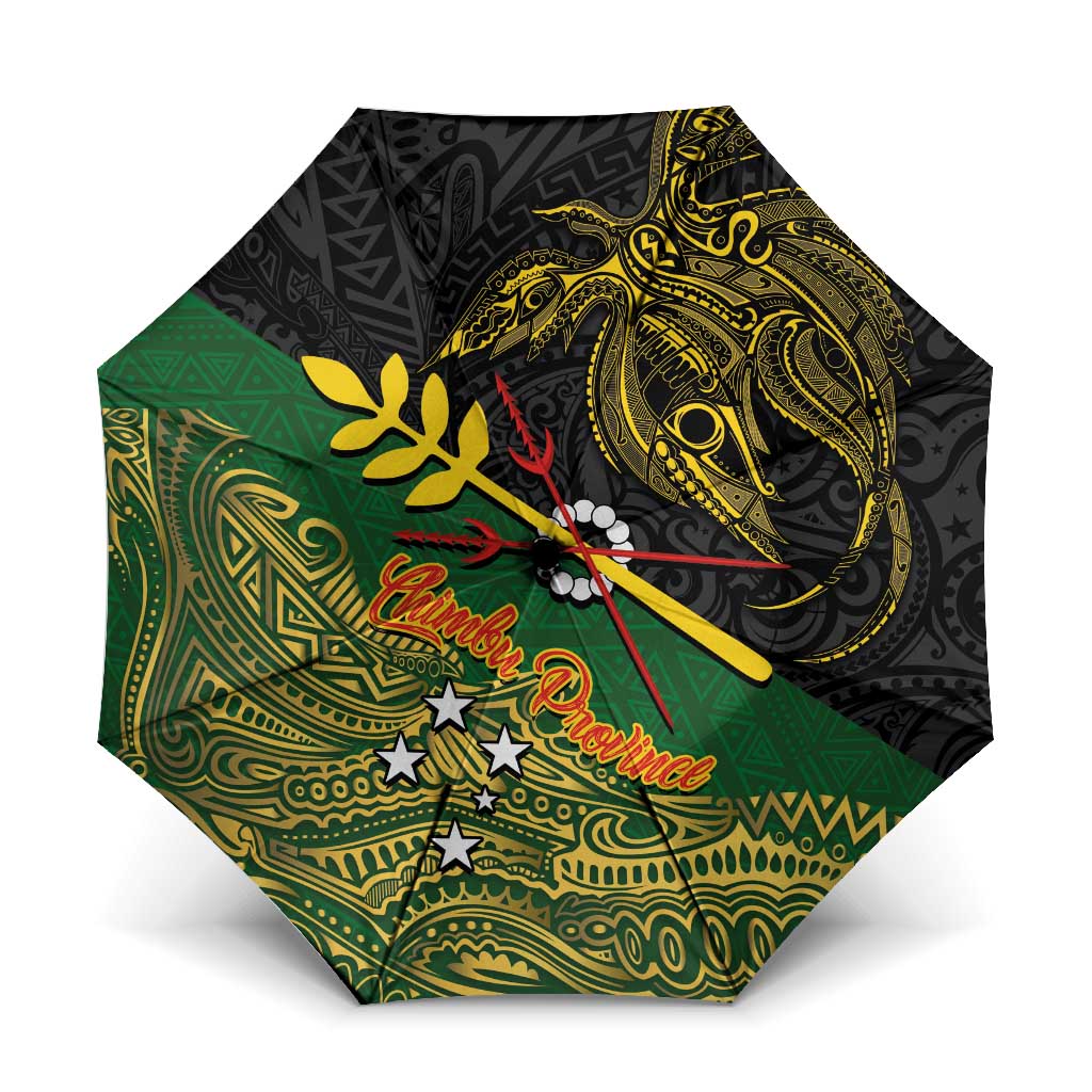 Chimpu Province Papua New Guinea Umbrella Bird-of-paradise Art Tattoo and Melanesian Motifs LT03 One Size Folded 11.42 inch Opened Diameter 37.4 inch Black - Polynesian Pride