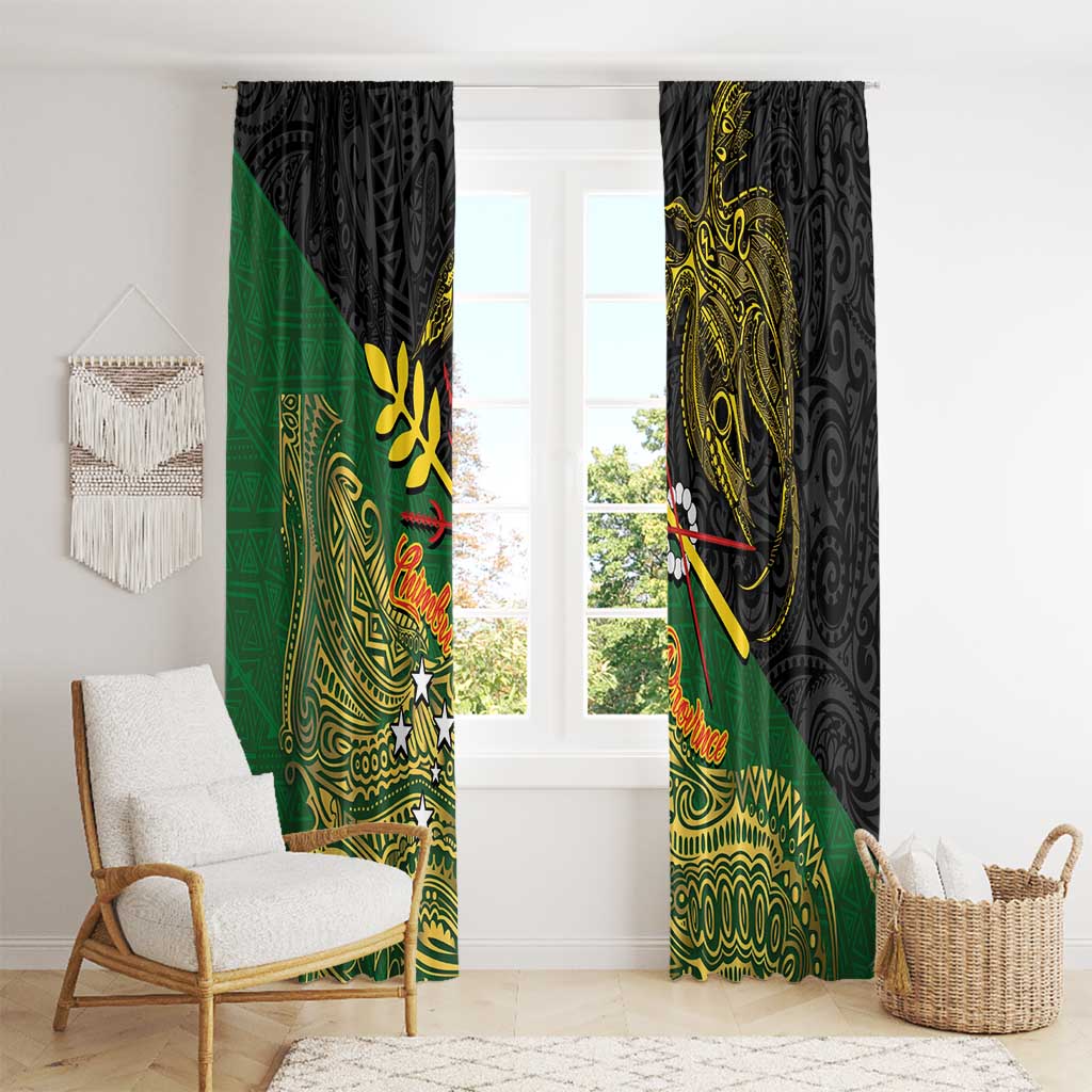 Chimpu Province Papua New Guinea Window Curtain Bird-of-paradise Art Tattoo and Melanesian Motifs LT03 - Polynesian Pride