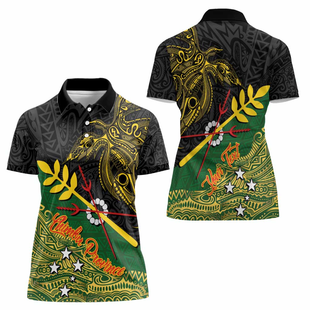 Personalized Chimpu Province Papua New Guinea Women Polo Shirt Bird-of-paradise Art Tattoo and Melanesian Motifs LT03 - Polynesian Pride