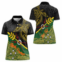 Personalized Chimpu Province Papua New Guinea Women Polo Shirt Bird-of-paradise Art Tattoo and Melanesian Motifs LT03 - Polynesian Pride
