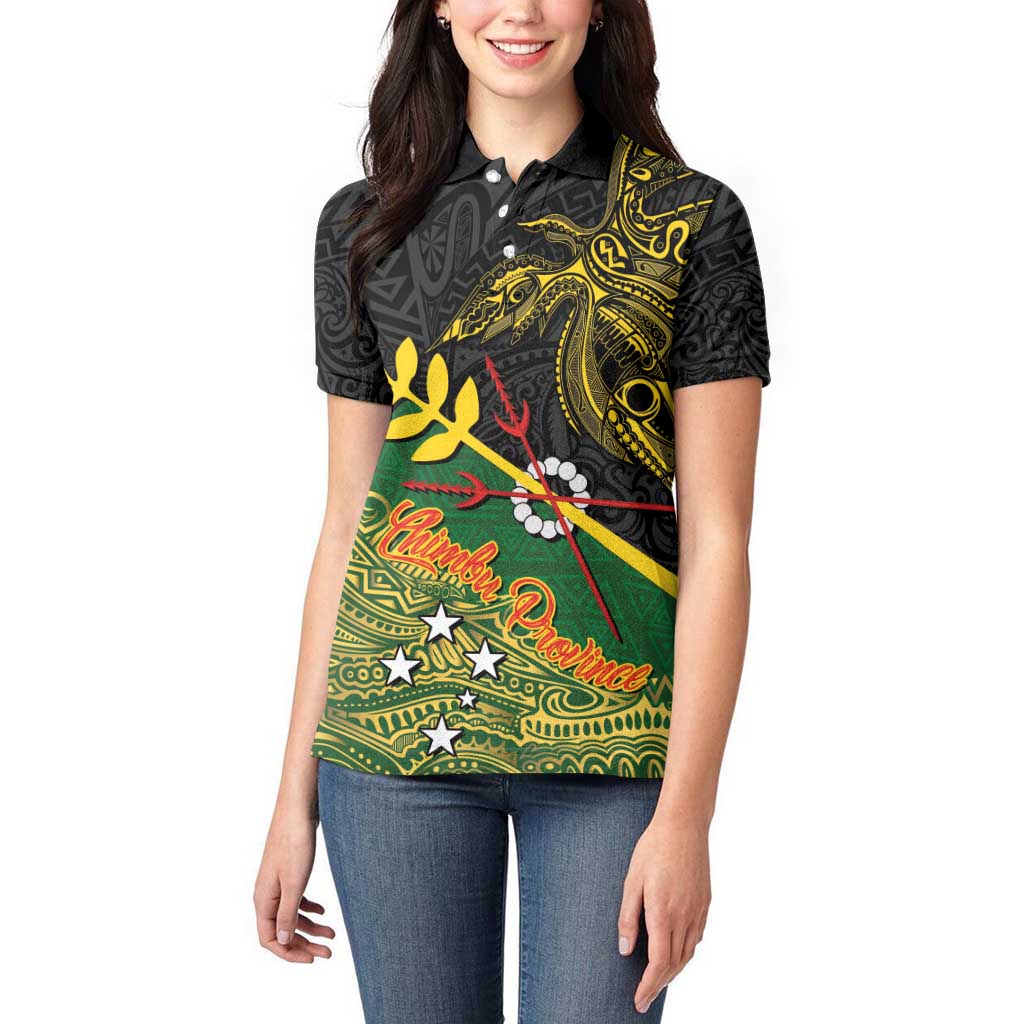 Personalized Chimpu Province Papua New Guinea Women Polo Shirt Bird-of-paradise Art Tattoo and Melanesian Motifs LT03 - Polynesian Pride