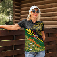 Personalized Chimpu Province Papua New Guinea Women Polo Shirt Bird-of-paradise Art Tattoo and Melanesian Motifs LT03 - Polynesian Pride