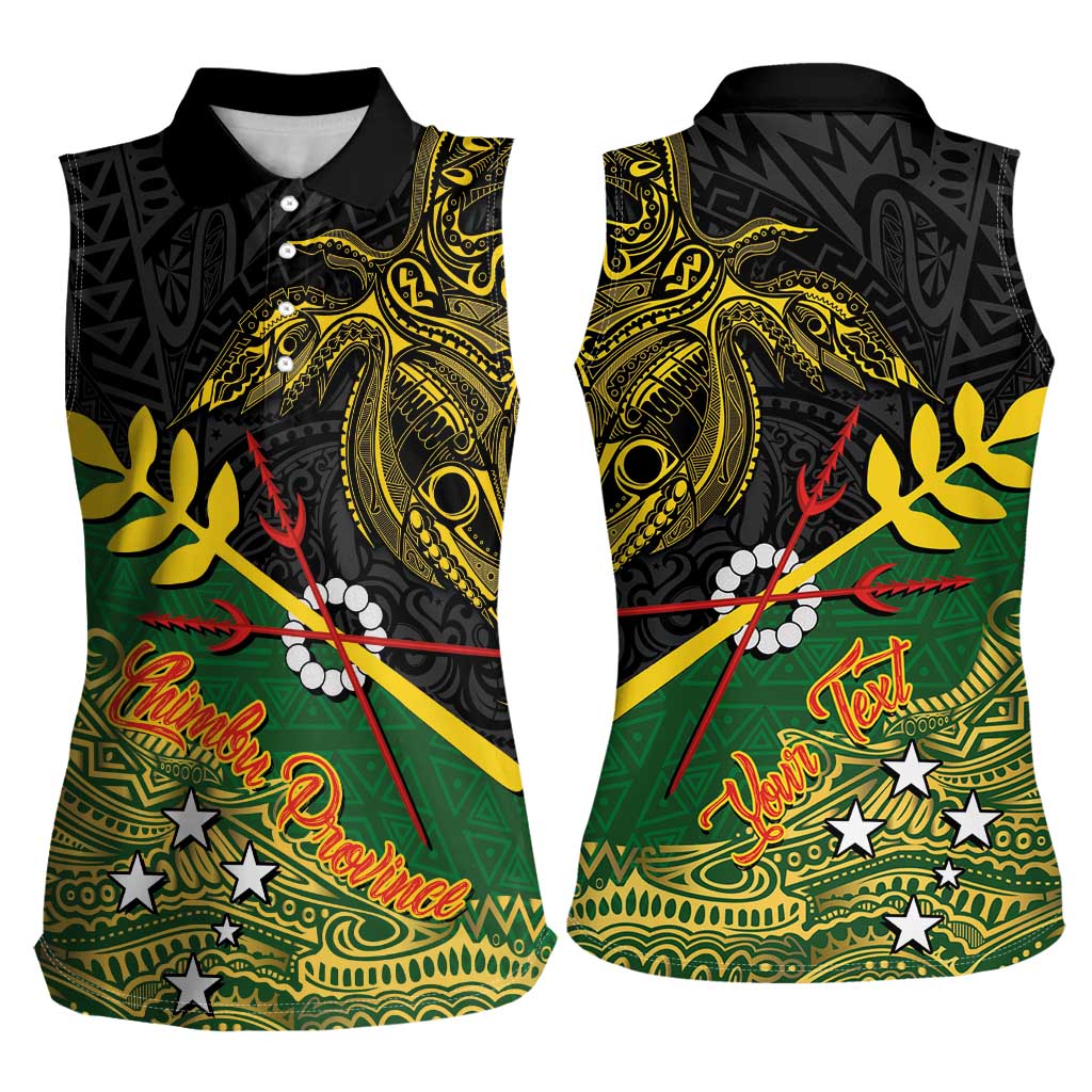 Personalized Chimpu Province Papua New Guinea Women Sleeveless Polo Shirt Bird-of-paradise Art Tattoo and Melanesian Motifs LT03 - Polynesian Pride