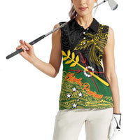 Personalized Chimpu Province Papua New Guinea Women Sleeveless Polo Shirt Bird-of-paradise Art Tattoo and Melanesian Motifs LT03 - Polynesian Pride