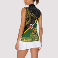 Personalized Chimpu Province Papua New Guinea Women Sleeveless Polo Shirt Bird-of-paradise Art Tattoo and Melanesian Motifs LT03 - Polynesian Pride