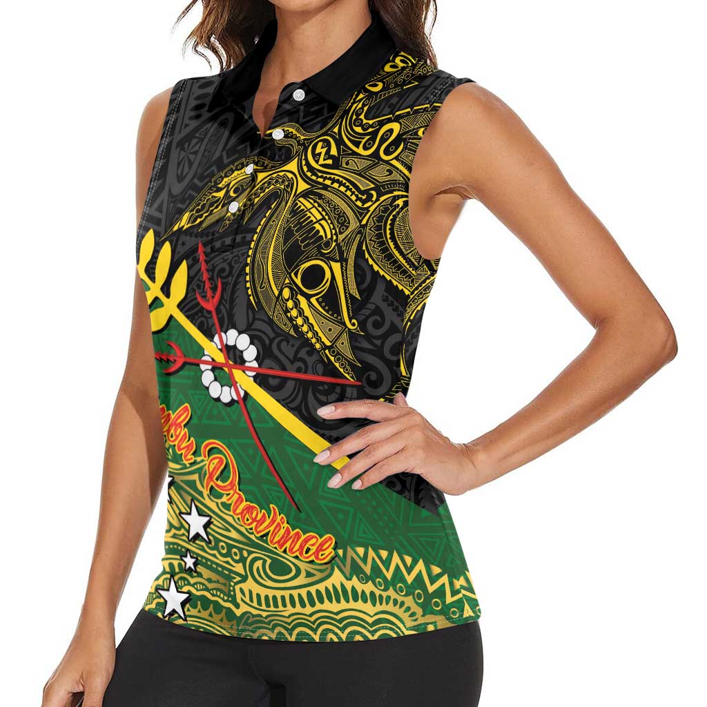 Personalized Chimpu Province Papua New Guinea Women Sleeveless Polo Shirt Bird-of-paradise Art Tattoo and Melanesian Motifs LT03 - Polynesian Pride