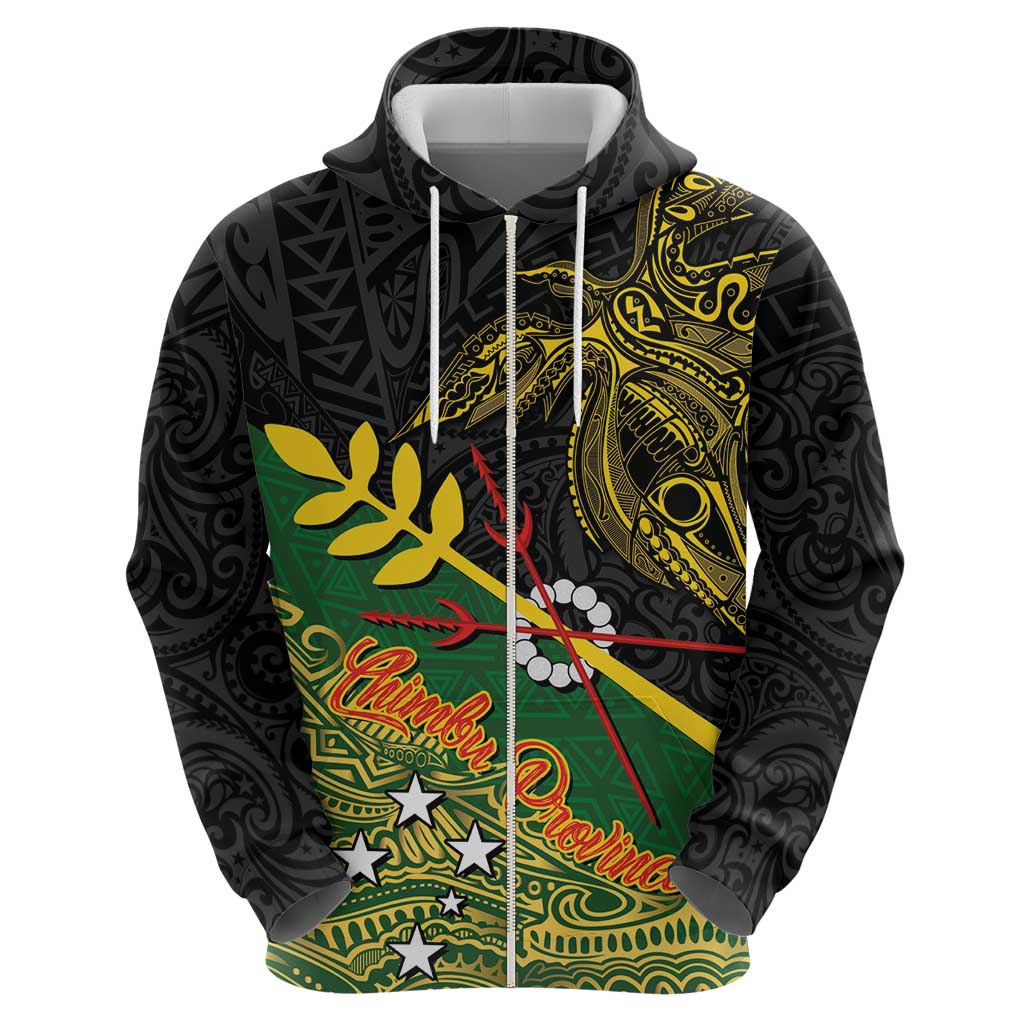 Personalized Chimpu Province Papua New Guinea Zip Hoodie Bird-of-paradise Art Tattoo and Melanesian Motifs LT03 - Polynesian Pride