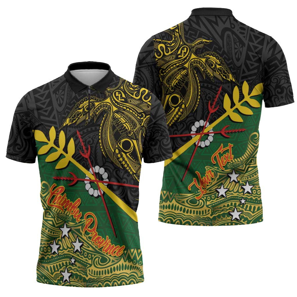 Personalized Chimpu Province Papua New Guinea Zipper Polo Shirt Bird-of-paradise Art Tattoo and Melanesian Motifs LT03 - Polynesian Pride