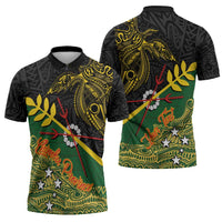 Personalized Chimpu Province Papua New Guinea Zipper Polo Shirt Bird-of-paradise Art Tattoo and Melanesian Motifs LT03 - Polynesian Pride