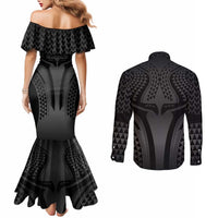 Hawaiian Kakau Art Tattoos Aquaman Style Couples Matching Mermaid Dress and Long Sleeve Button Shirt Special Edition - Polynesian Pride