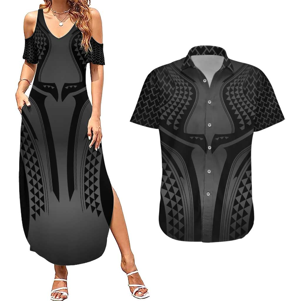 Hawaiian Kakau Art Tattoos Aquaman Style Couples Matching Summer Maxi Dress and Hawaiian Shirt Special Edition - Polynesian Pride