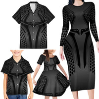 Hawaiian Kakau Art Tattoos Aquaman Style Family Matching Long Sleeve Bodycon Dress and Hawaiian Shirt Special Edition LT03 - Polynesian Pride