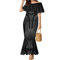 Hawaiian Kakau Art Tattoos Aquaman Style Family Matching Mermaid Dress and Hawaiian Shirt Special Edition LT03 Mom's Dress Black - Polynesian Pride
