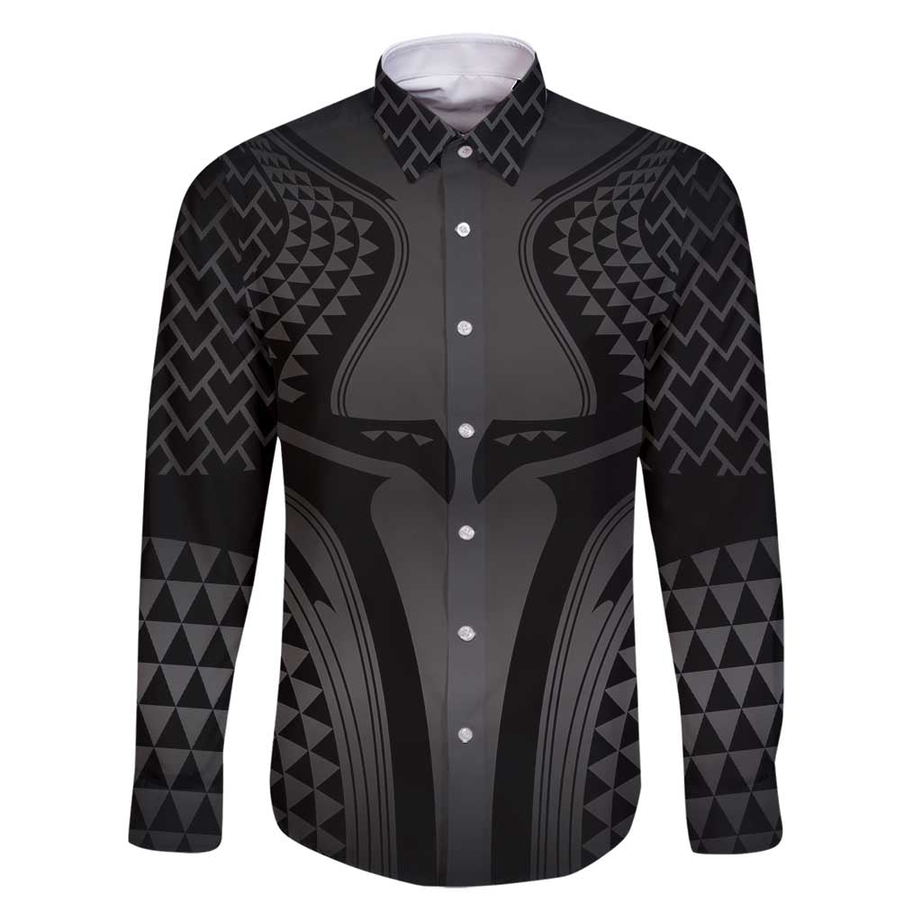 Hawaiian Kakau Art Tattoos Aquaman Style Family Matching Puletasi and Hawaiian Shirt Special Edition LT03 Dad's Shirt - Long Sleeve Black - Polynesian Pride