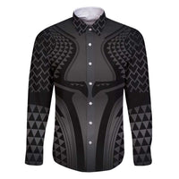 Hawaiian Kakau Art Tattoos Aquaman Style Family Matching Puletasi and Hawaiian Shirt Special Edition LT03 Dad's Shirt - Long Sleeve Black - Polynesian Pride