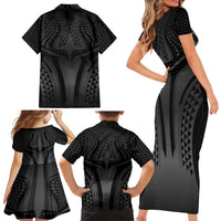 Hawaiian Kakau Art Tattoos Aquaman Style Family Matching Short Sleeve Bodycon Dress and Hawaiian Shirt Special Edition LT03 - Polynesian Pride