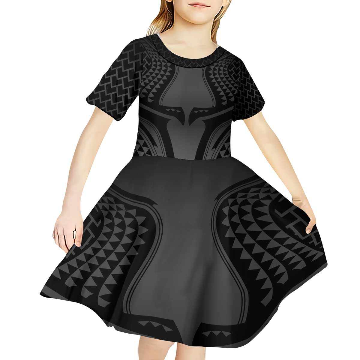 Hawaiian Kakau Art Tattoos Aquaman Style Kid Short Sleeve Dress Special Edition - Polynesian Pride