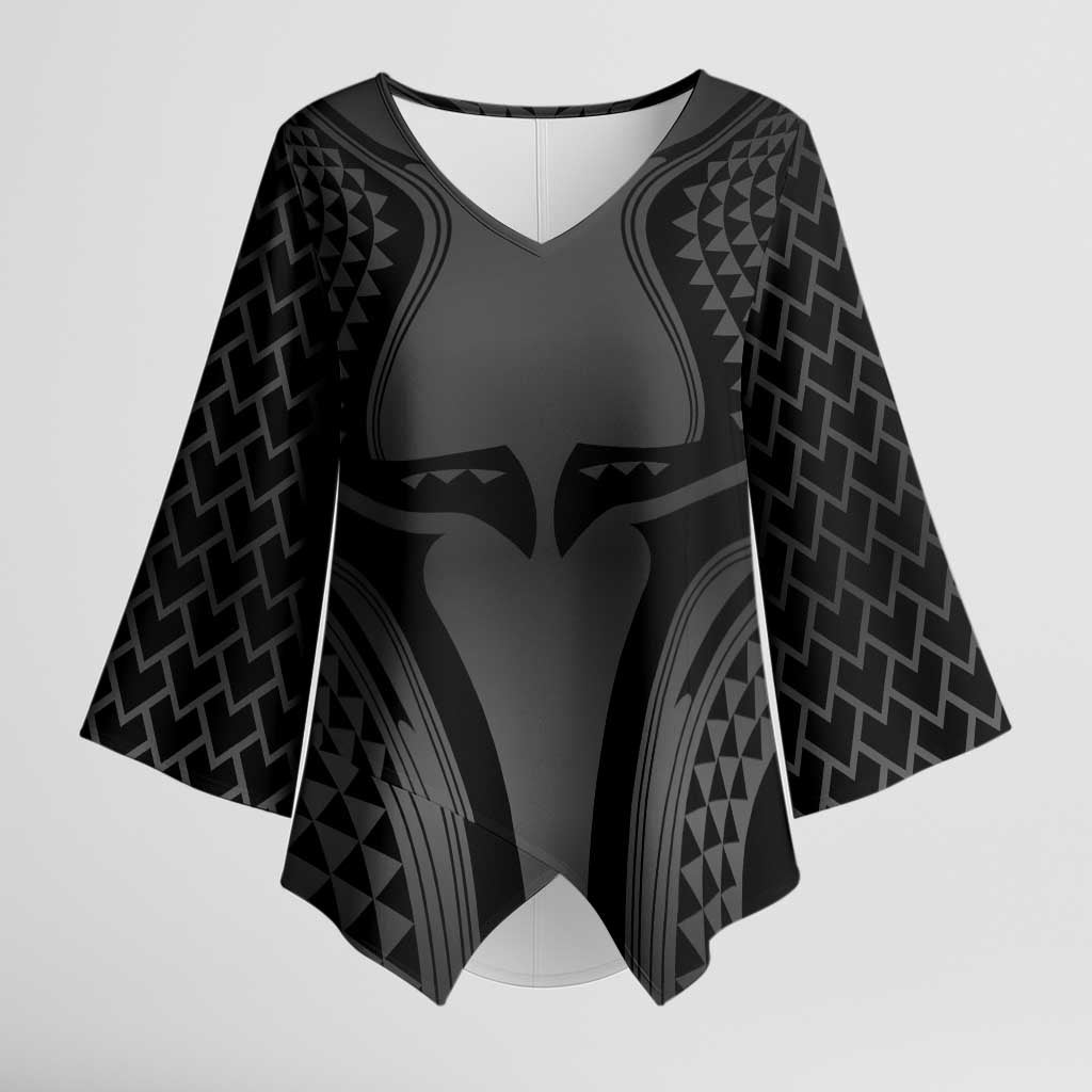 Hawaiian Kakau Art Tattoos Aquaman Style Kimono Sleeve Blouse Special Edition LT03 Female Black - Polynesian Pride